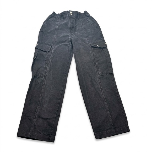 Vans Pants - Vans Womens Sidewalk Cargo Pants XS Black 100% Cotton Elastic Waist Snap Pocket